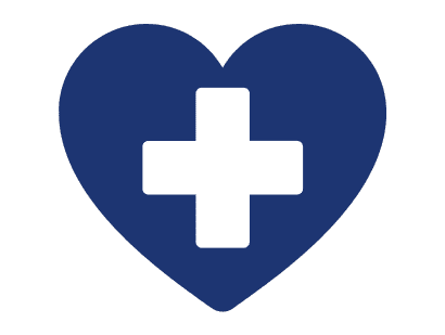 Icon depicting health and lifestyle, showing a heart with a medical cross symbol