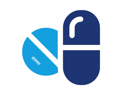 Icon illustrating anti-anxiety medications for mental health, showing a pill and a tablet
