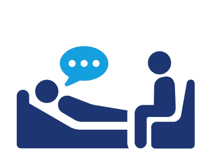 Icon providing an overview of different therapy approaches for mental health, featuring a person in a therapy session