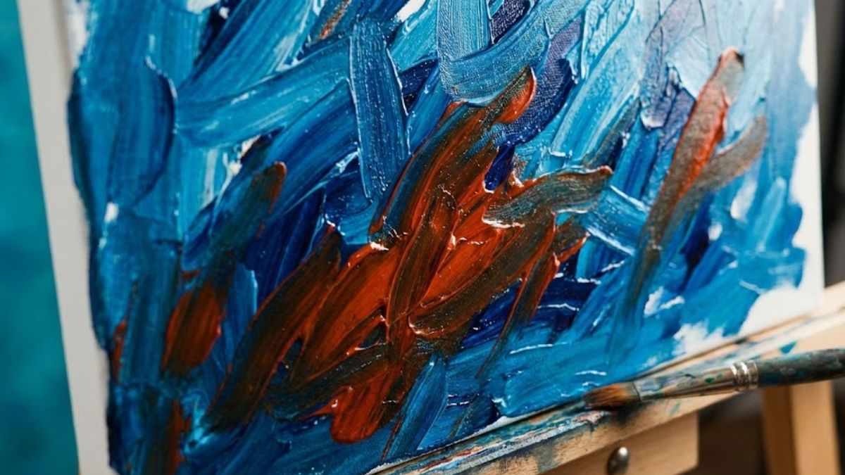 Abstract painting showing expressive brushstrokes for emotional release.
