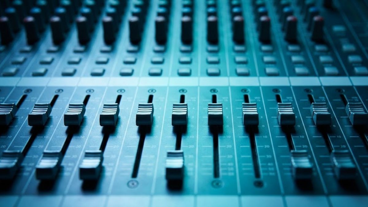 Neurotransmitter Calibration Metaphor Audio mixing board sliders representing the balancing of dopamine and noradrenaline levels.