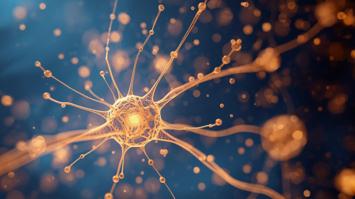 Abstract golden lines connecting like neural pathways, representing how the brain processes dopamine and habits.