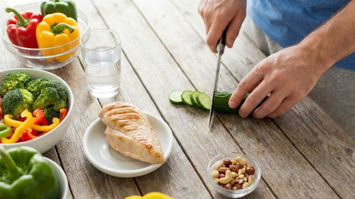 Fresh healthy food ingredients on a table