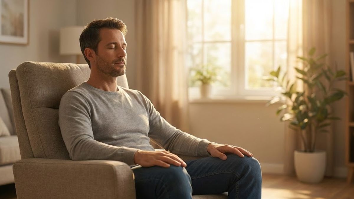 Man practicing mindfulness meditation in a quiet room