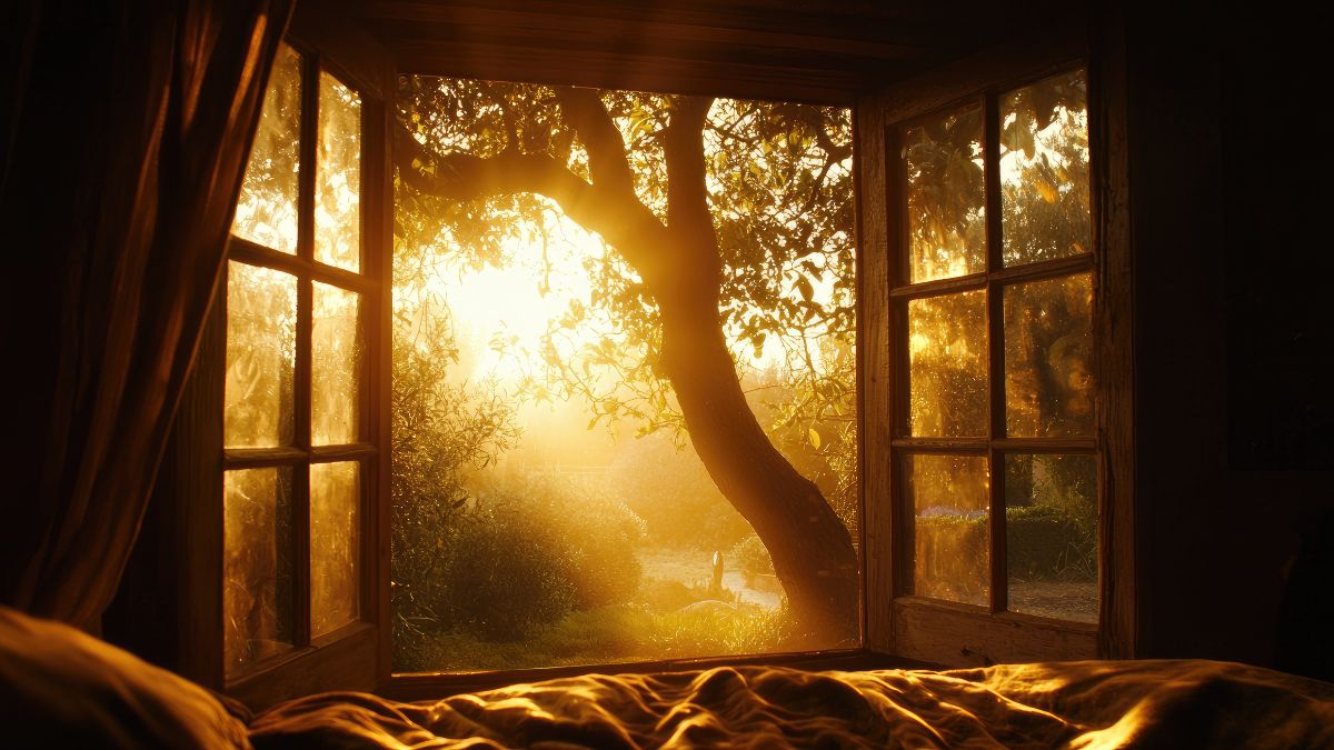 Sunlight streaming through an open window, representing hope and recovery.